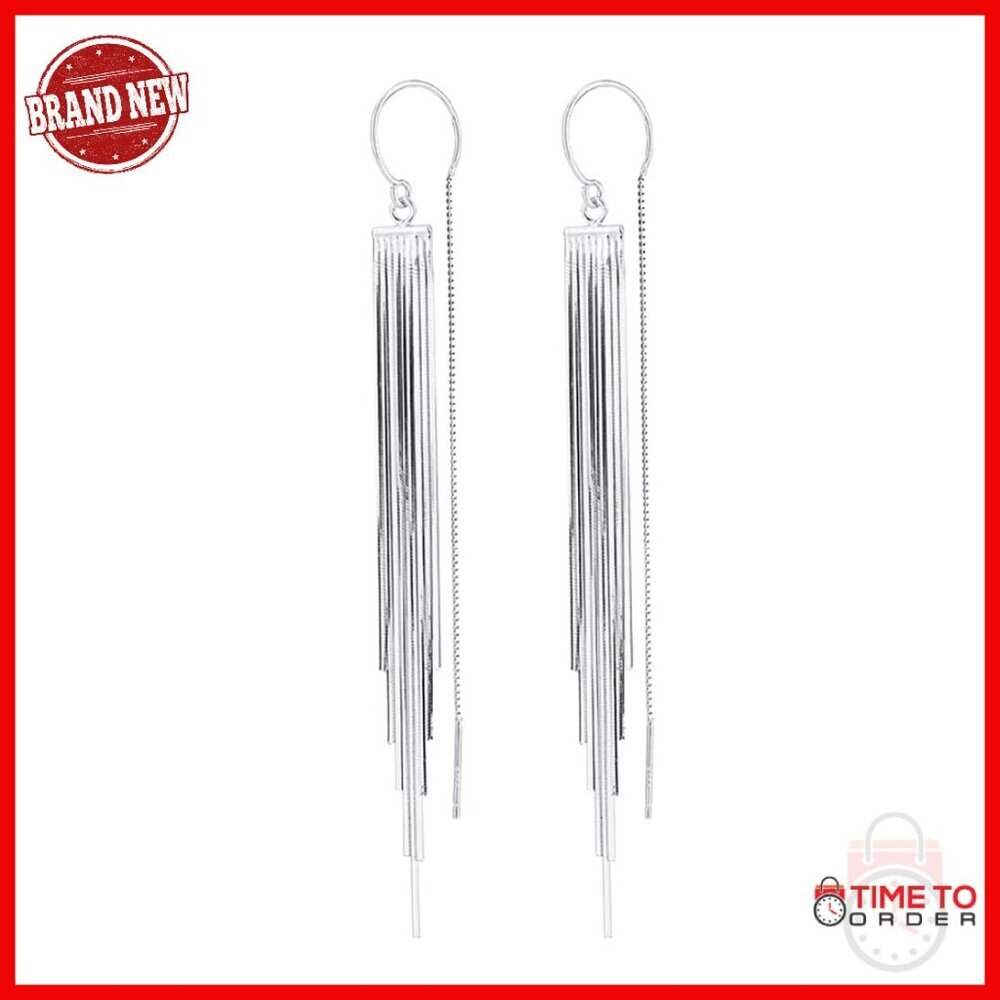 Sterling Silver Tassel Drop Earrings 925 Statement Dangle Jewelry Gift